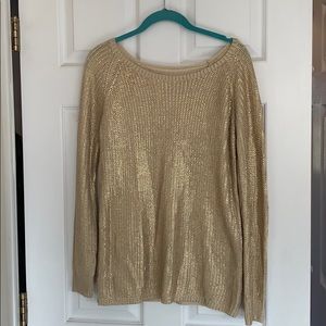 Gold painted knit sweater